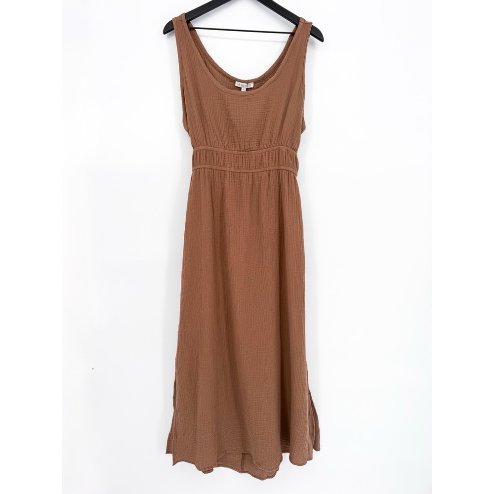 NWT Aemi+Co Midi Cut Out Dress Mocha Brown Cotton Gauze Large - Picture 3 of 15